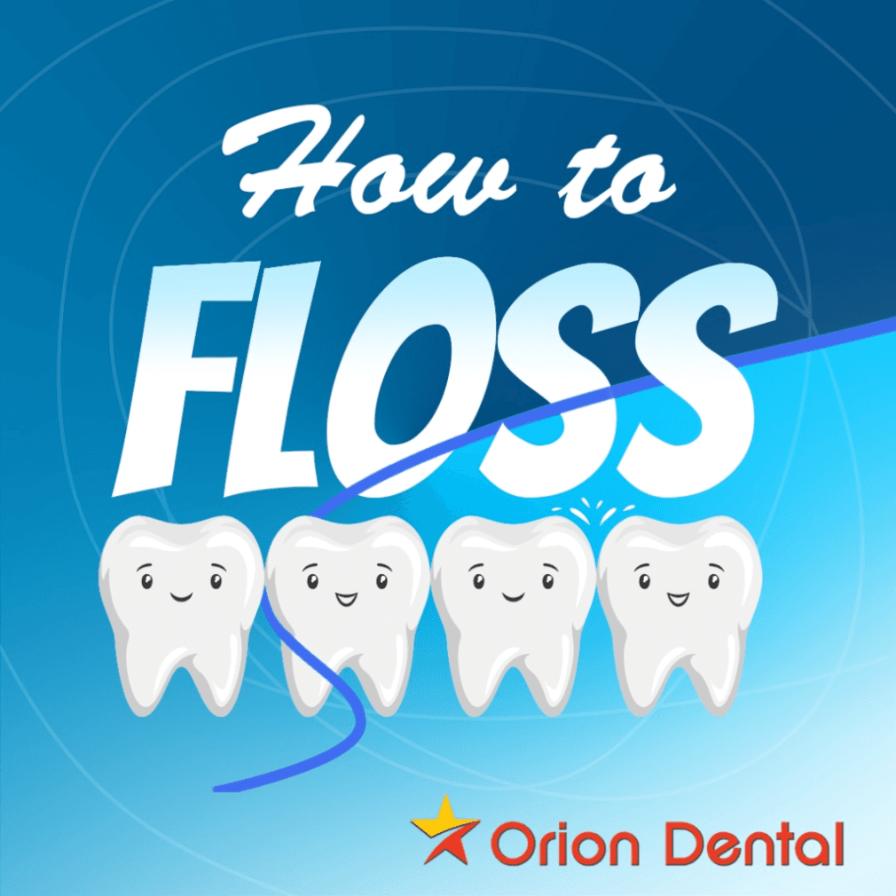 Stock image of a person flossing their teeth