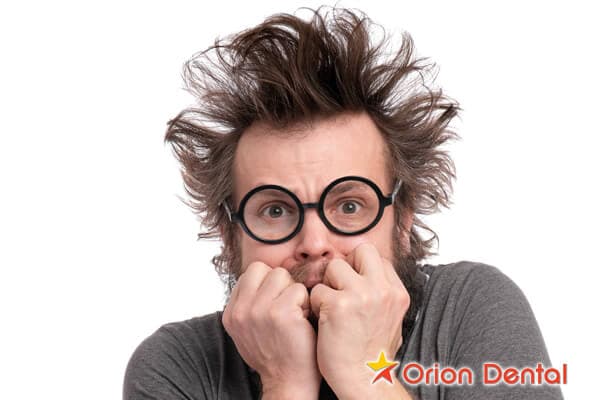 Stock image of a person looking anxious