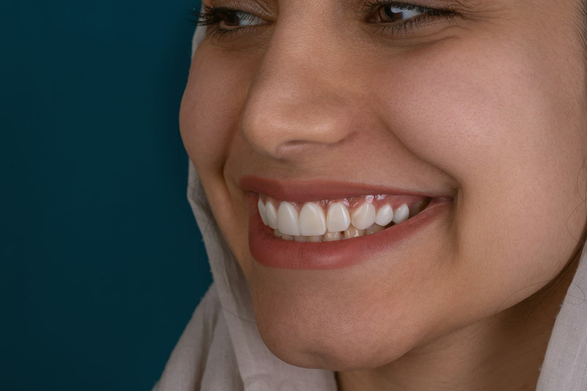 Stock image of a person smiling