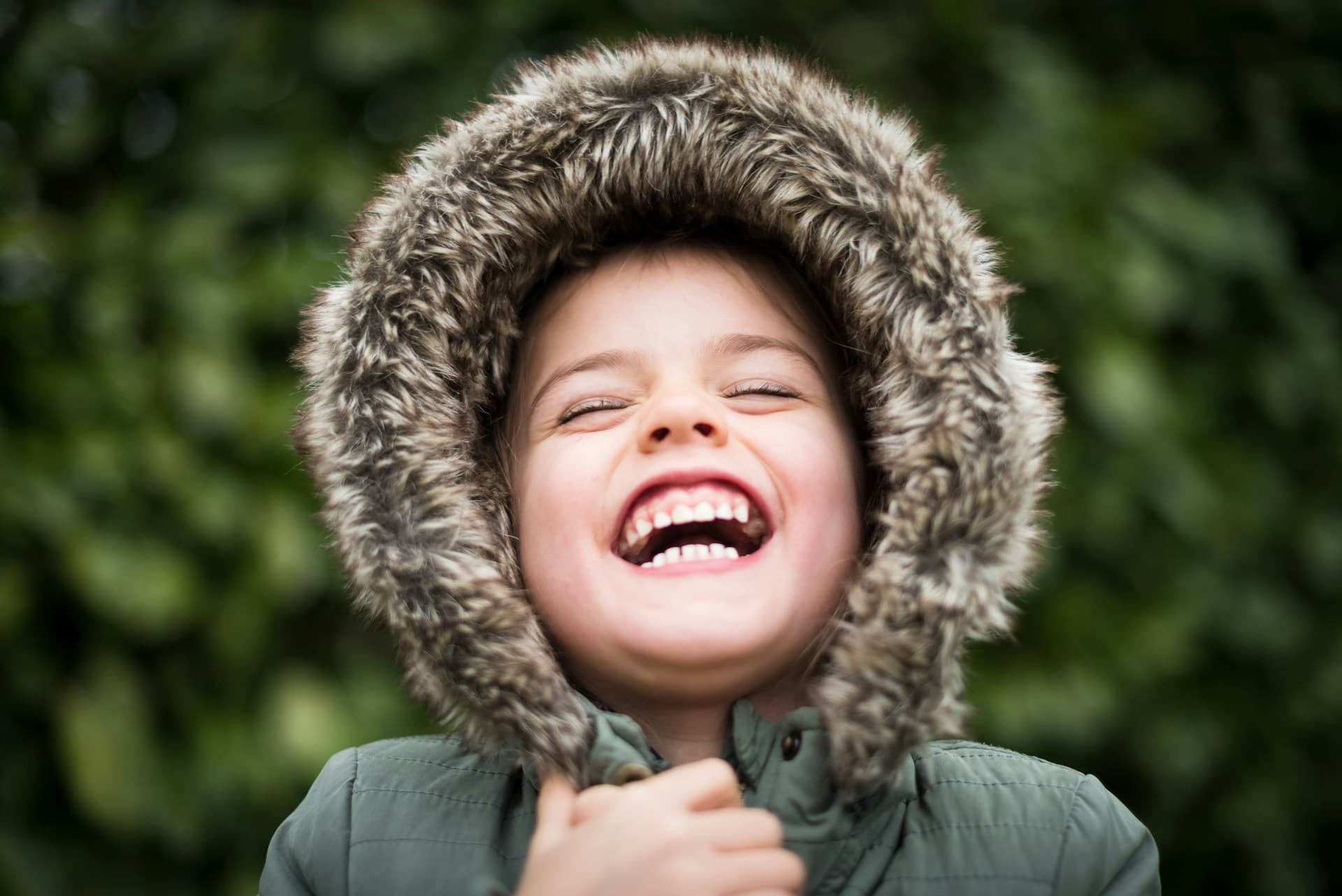 Stock image of a child smiling